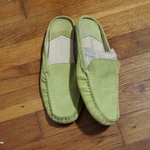 💚CHADWICK'S Chartreuse Green SUEDE FLAT LOAFER MULES 6